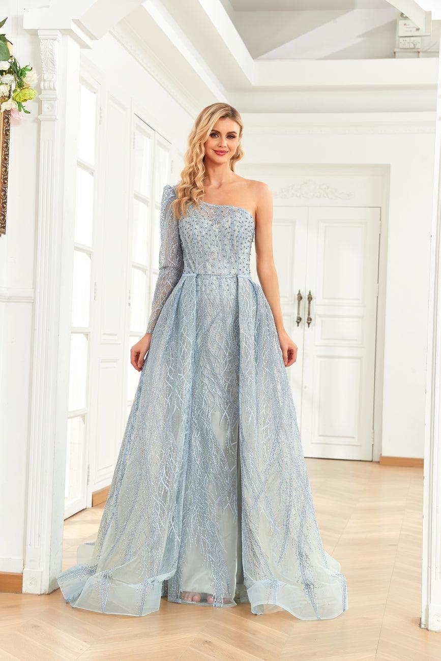 Prom Dresses Long One Shoulder Formal Prom Dress Blue