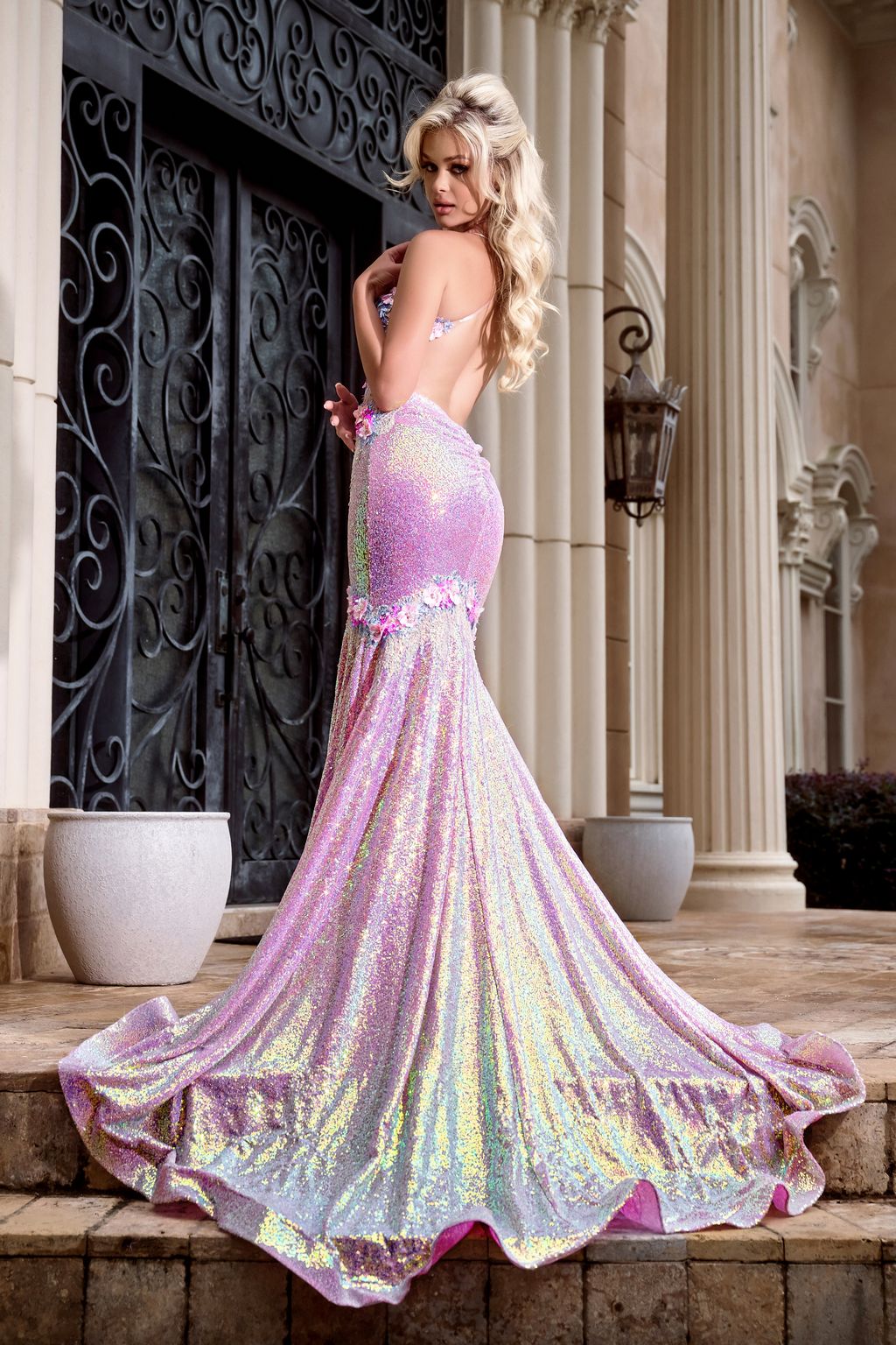 Portia and Scarlett PS24250 Long Formal Iridescent Sequin Prom Dress