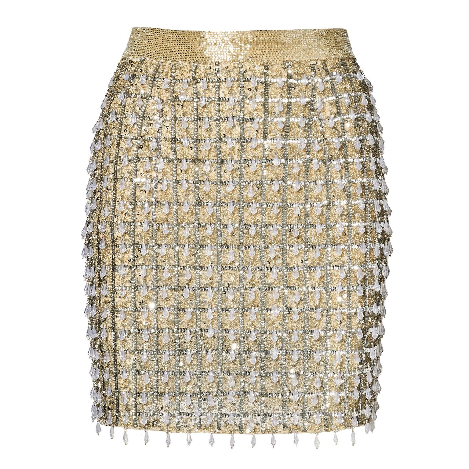 Skirt Hand Beaded Mini Skirt Only Nude