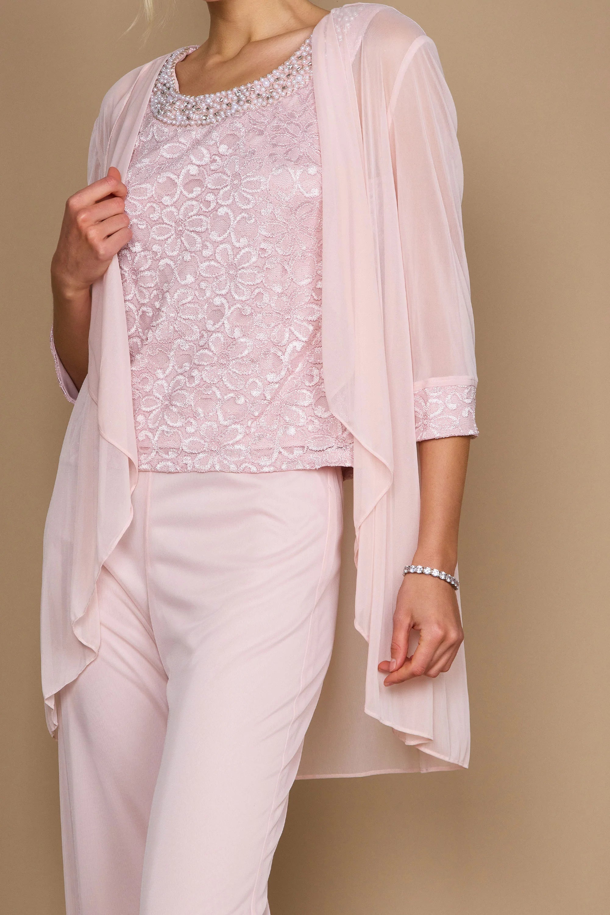 R&M Richards 5008P Petite Lace Pant Suit
