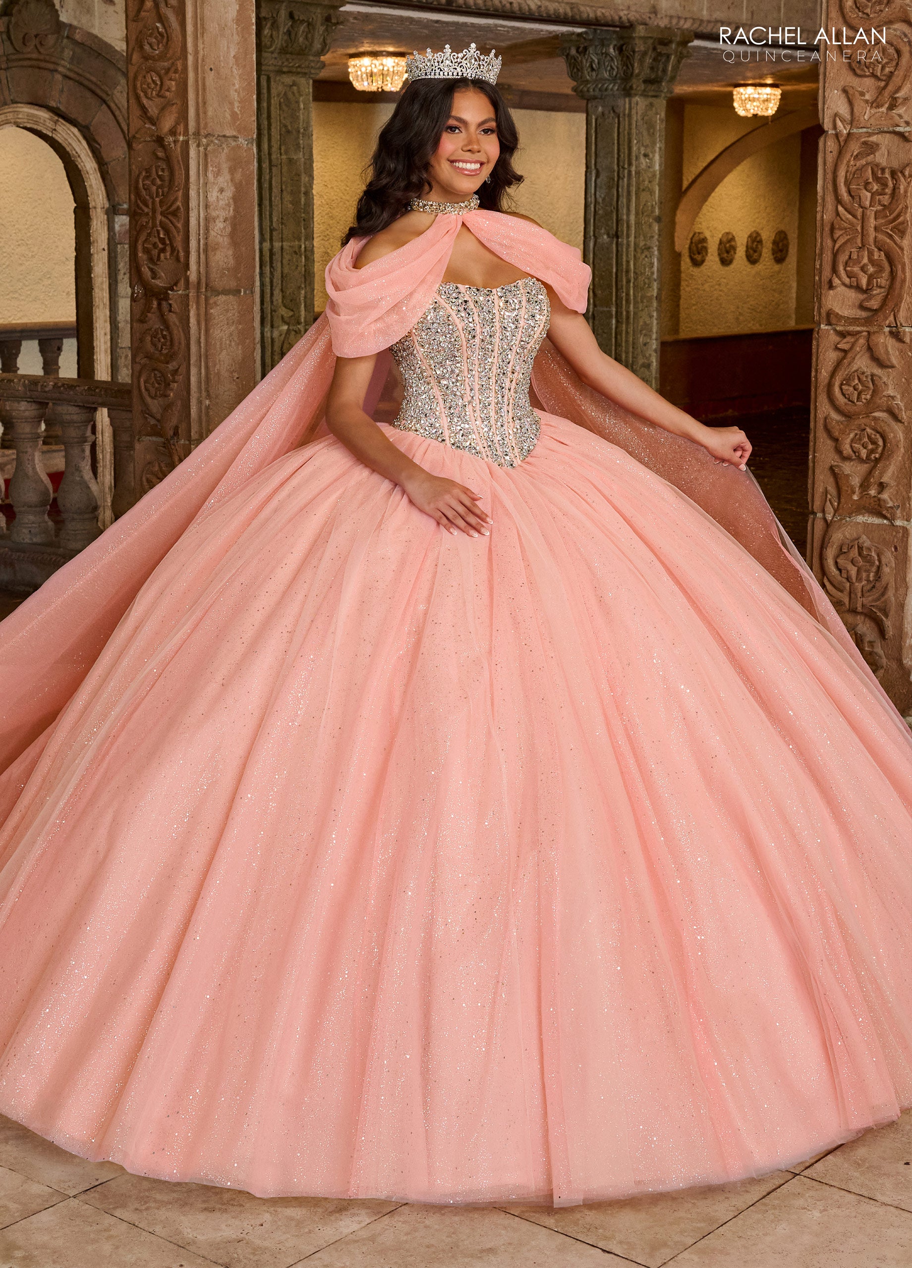 Quinceniera Dresses Long Beaded Quinceniera Ball Gown Coral