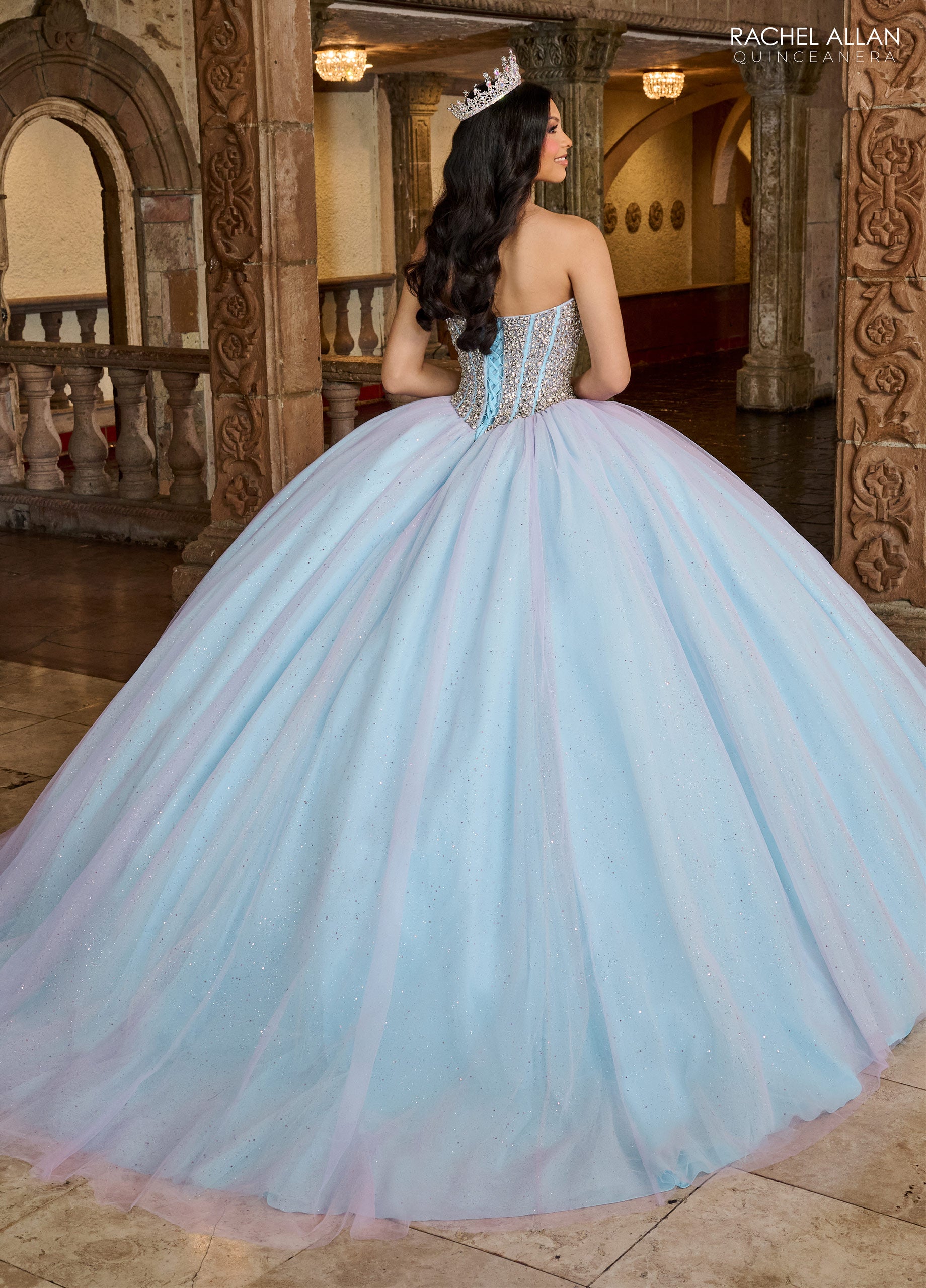 Quinceniera Dresses Long Beaded Quinceniera Ball Gown Lilac Light Blue