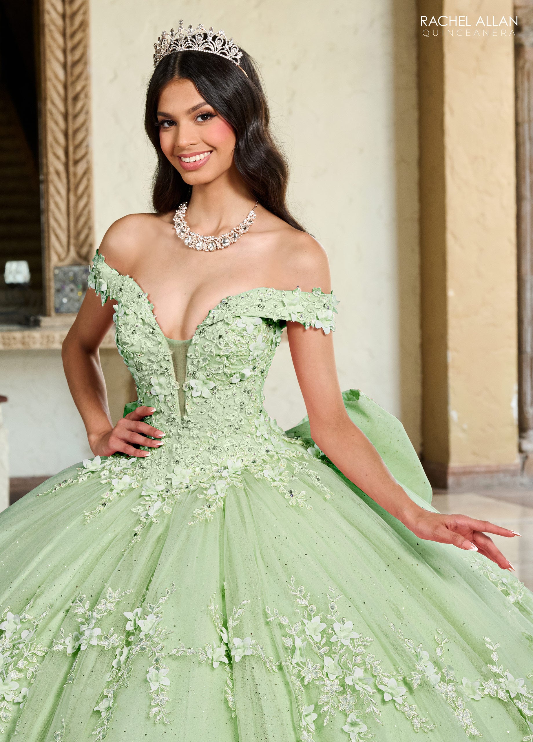 Quinceniera Dresses Long Quinceniera 3D Flowers Ball Gown Sage