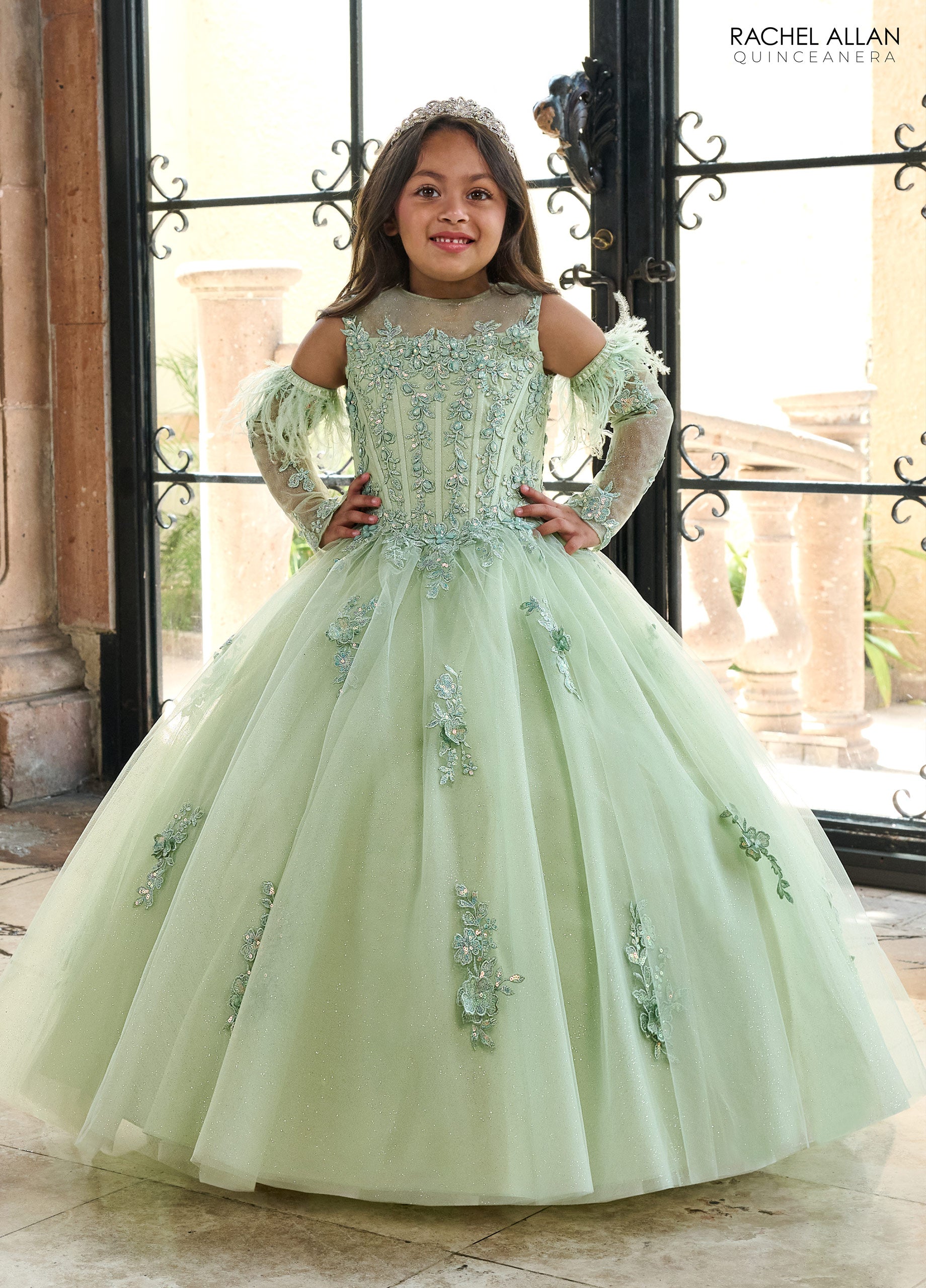 Wine Rachel Allan RQ4042 Detachable Sleeve Flower Girl Dress