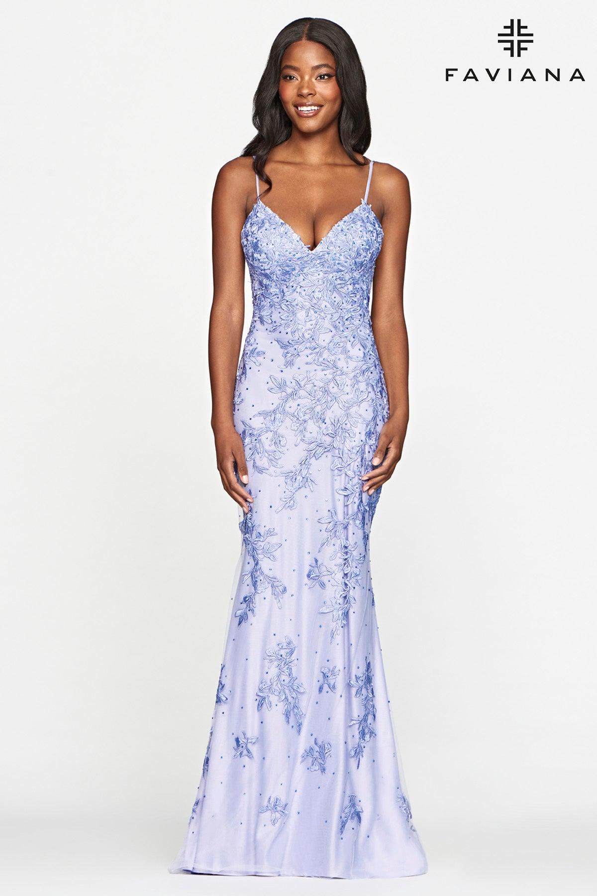 Faviana S10508 Long Spaghetti Strap Prom Dress