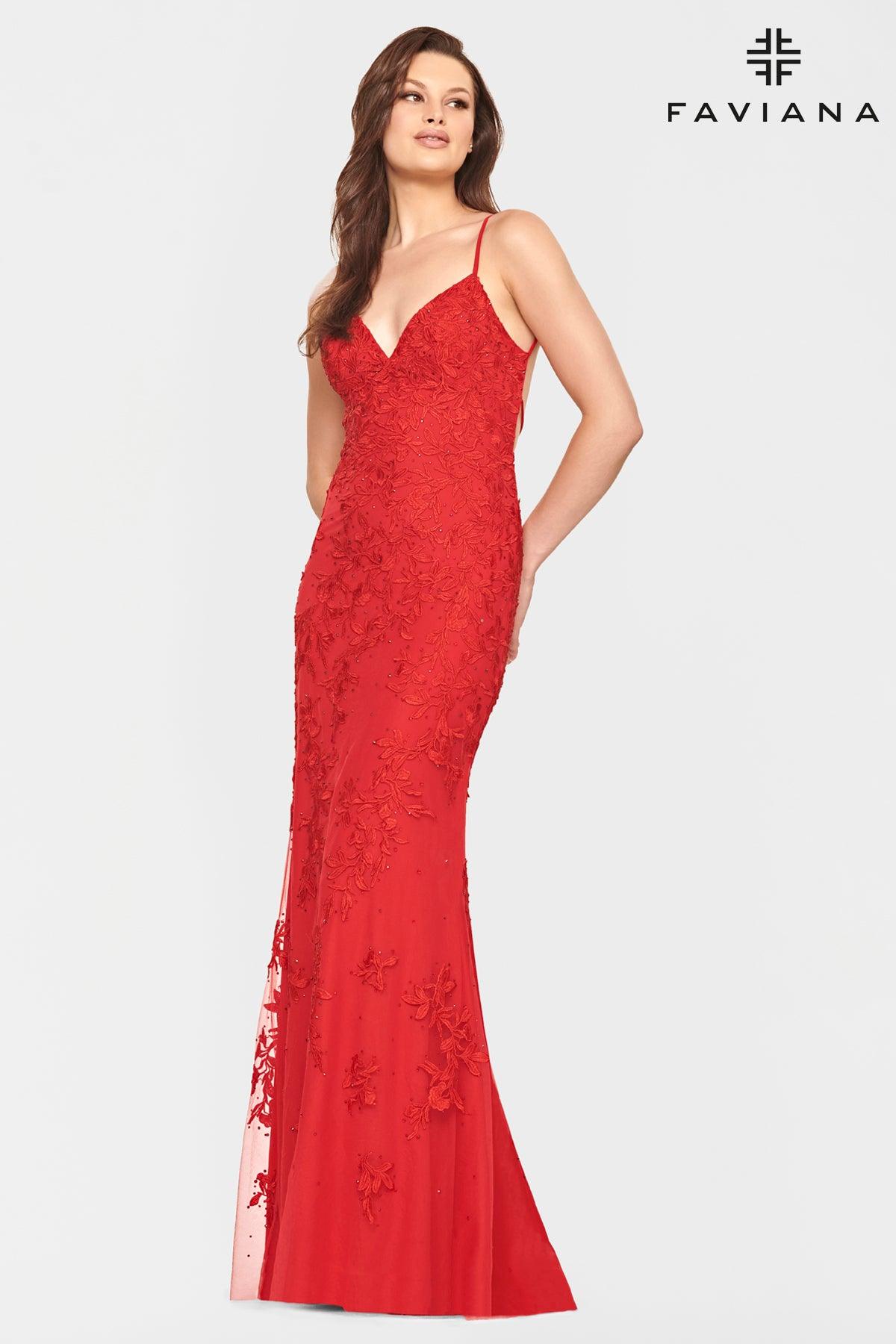 Faviana S10508 Long Spaghetti Strap Prom Dress