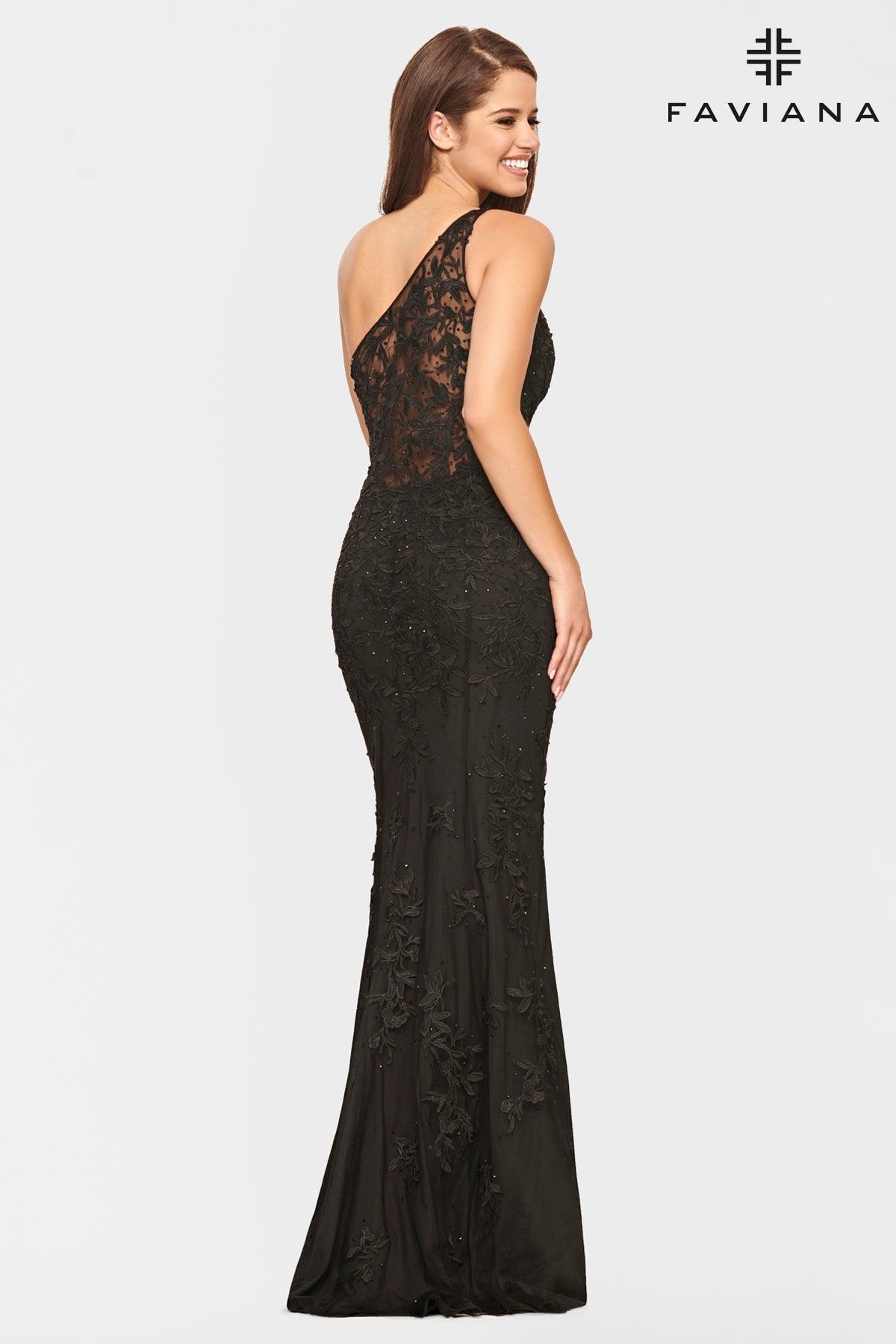 Faviana S10822 Long One Shoulder Mermaid Prom Gown