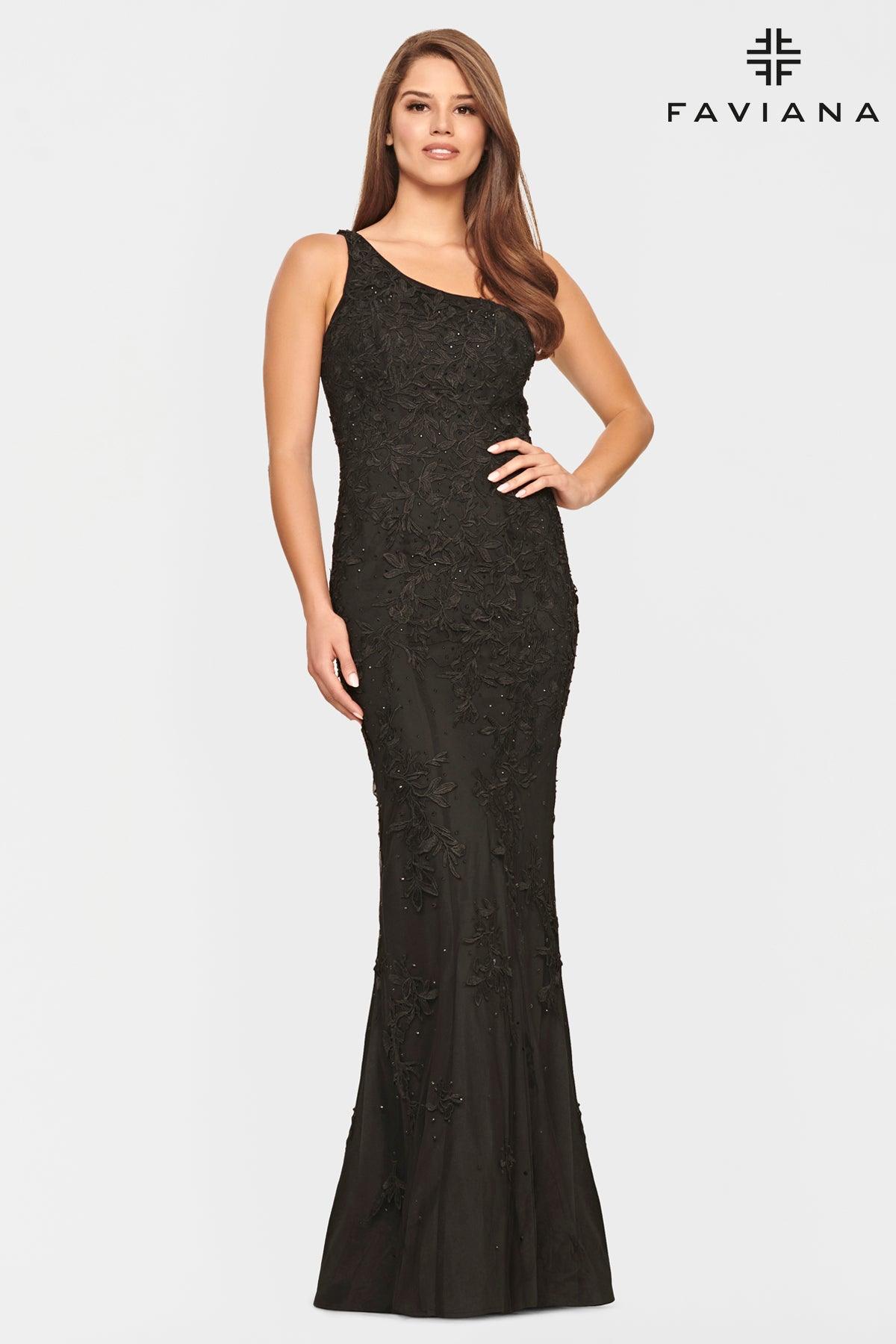 Faviana S10822 Long One Shoulder Mermaid Prom Gown