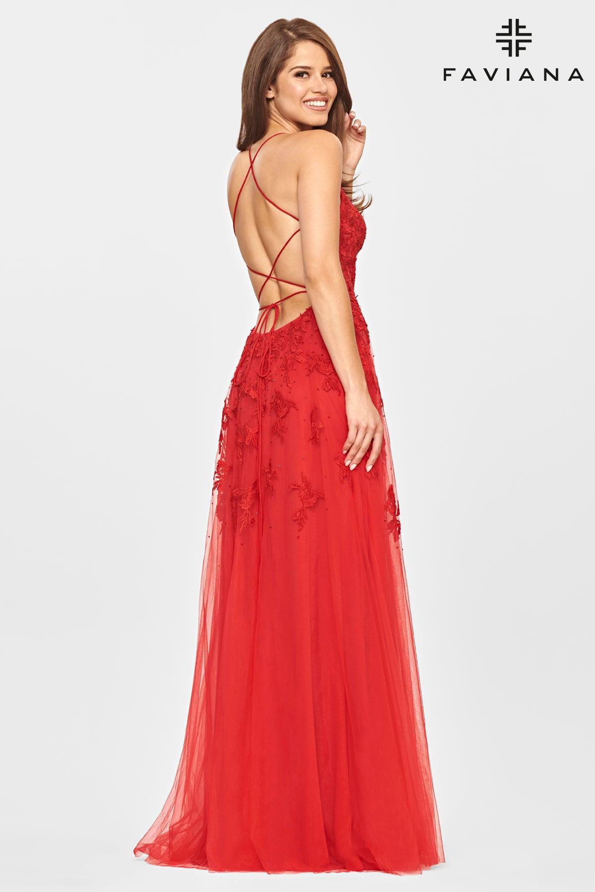 Faviana S10823 Long Spaghetti Strap Prom Gown