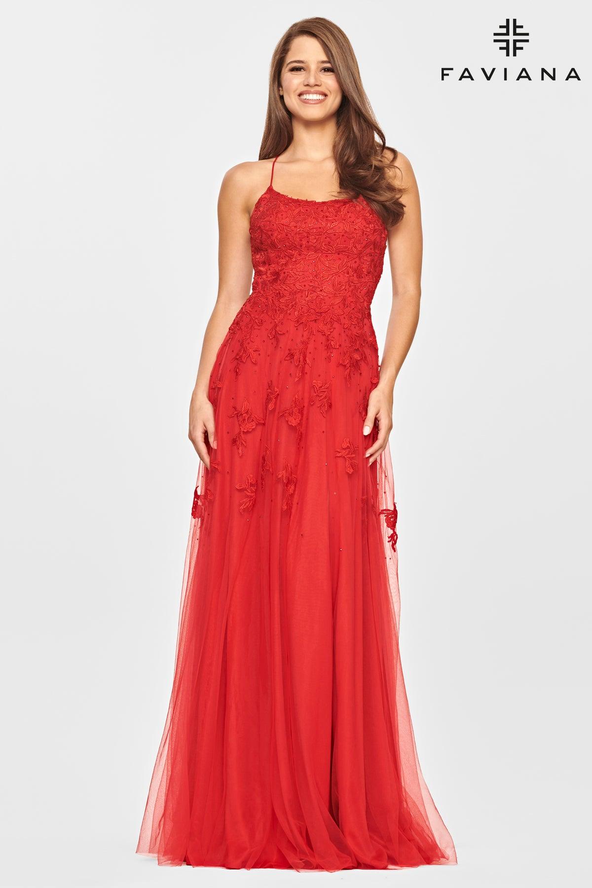 Faviana S10823 Long Spaghetti Strap Prom Gown