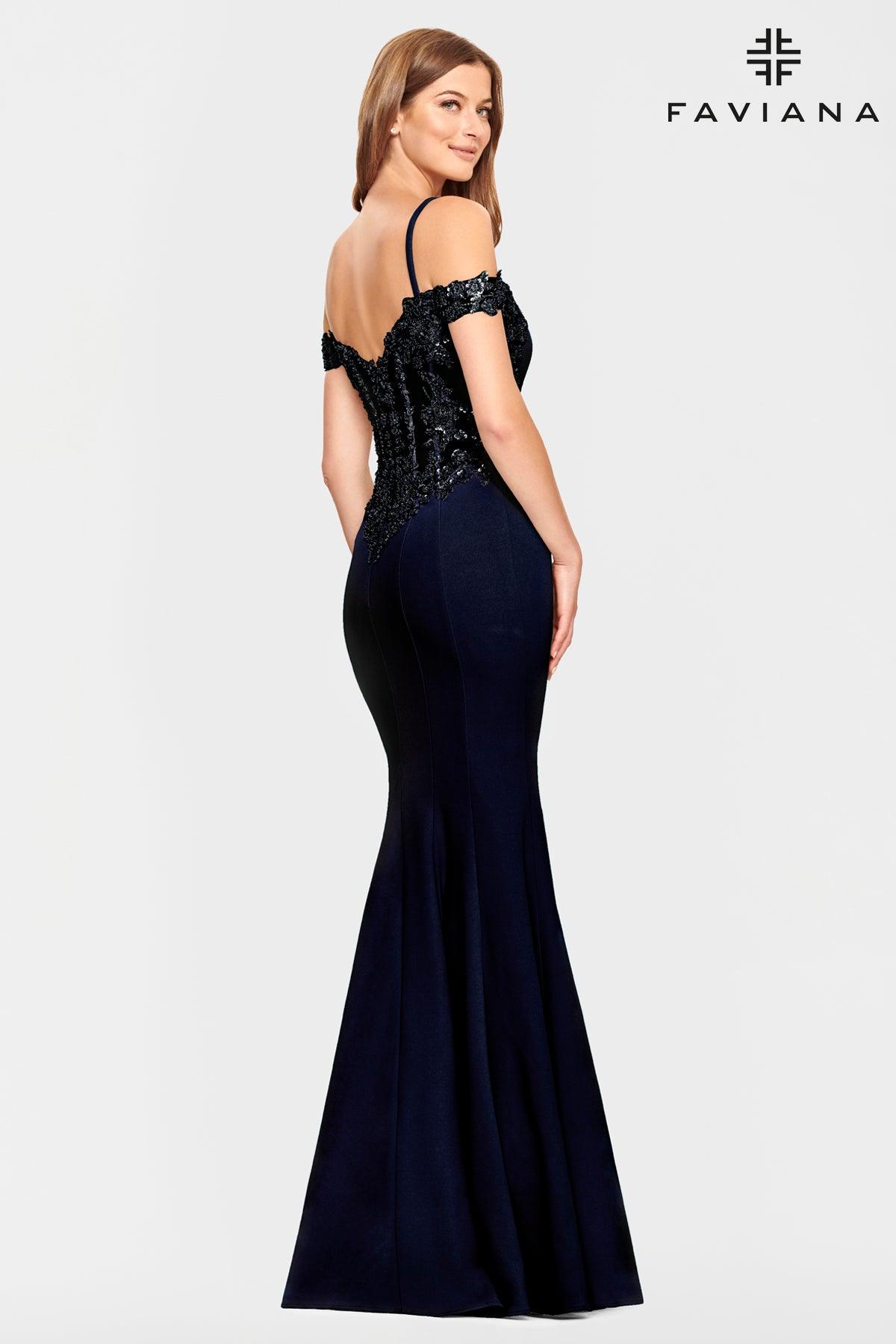 Faviana S10866 Long Off Shoulder Formal Prom Dress