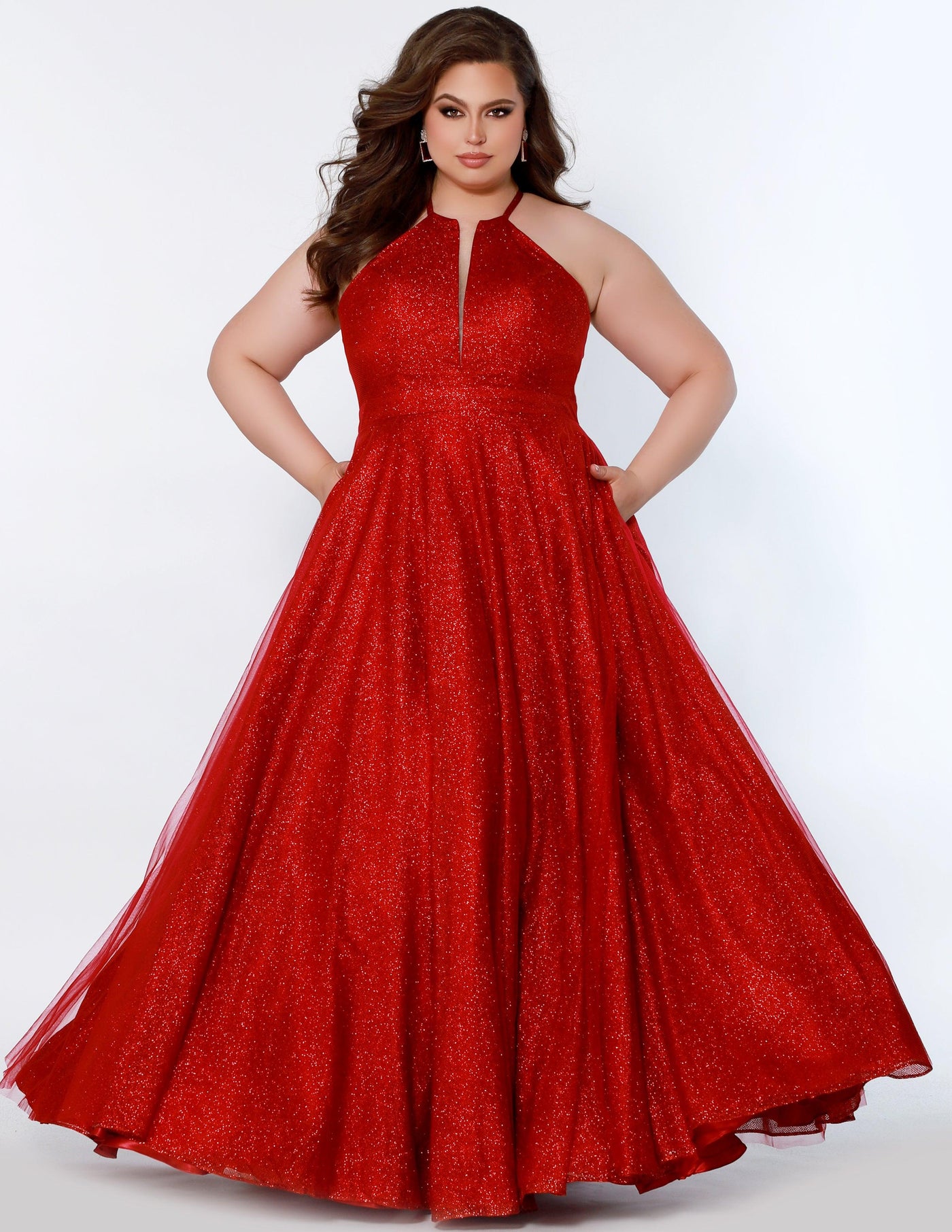 Plus Size Long Halter Prom Dress Firecracker
