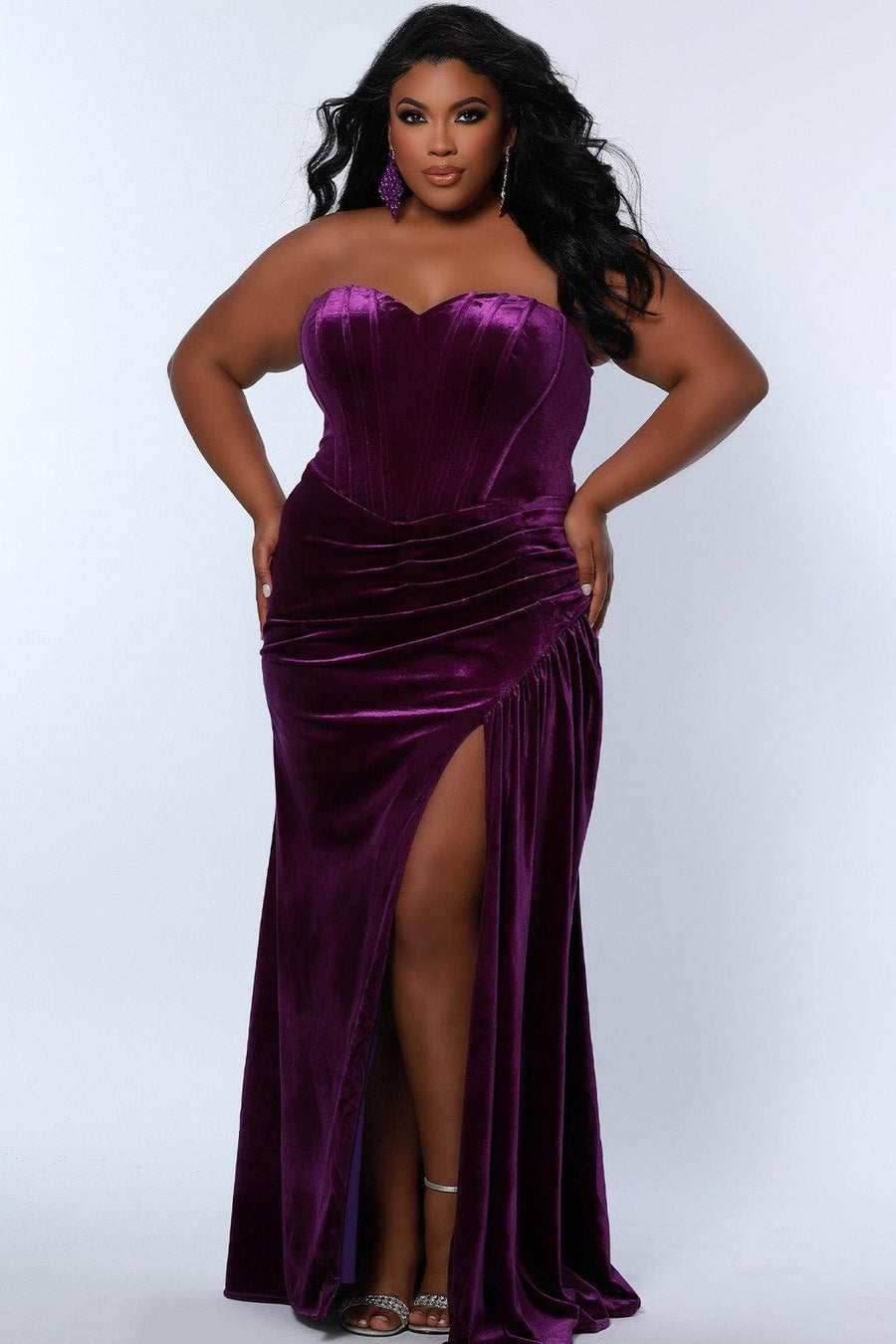 Plus Size Dresses Plus Size Long Strapless Prom Dress Purple