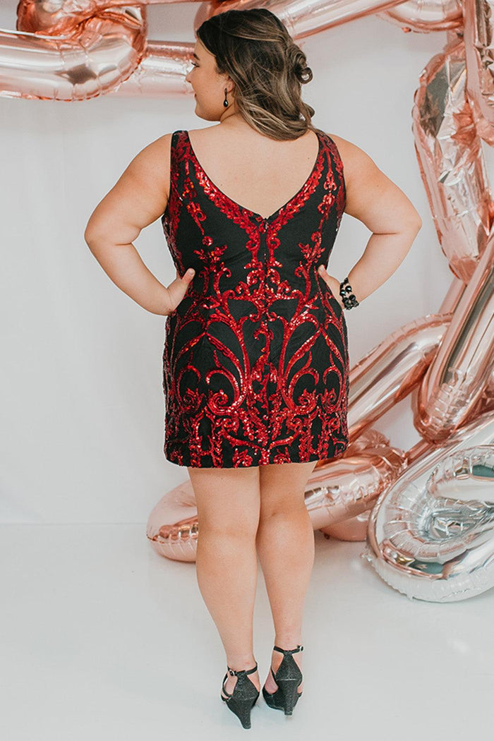 Plus Size Short Homecoming Dress Burgundy