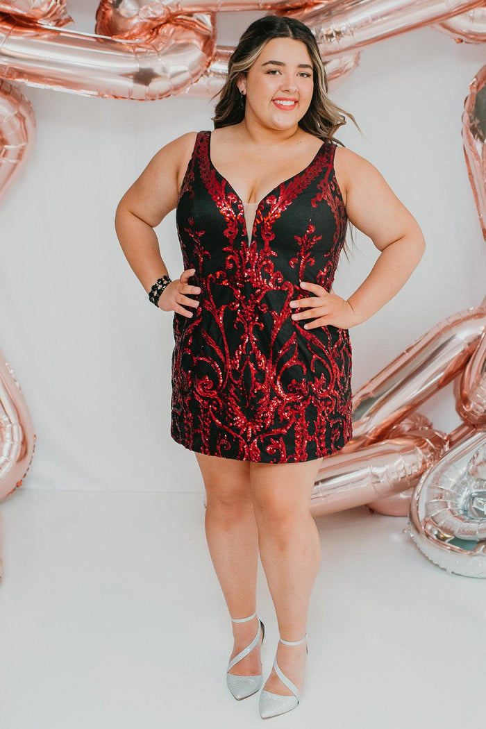 Plus Size Short Homecoming Dress Burgundy