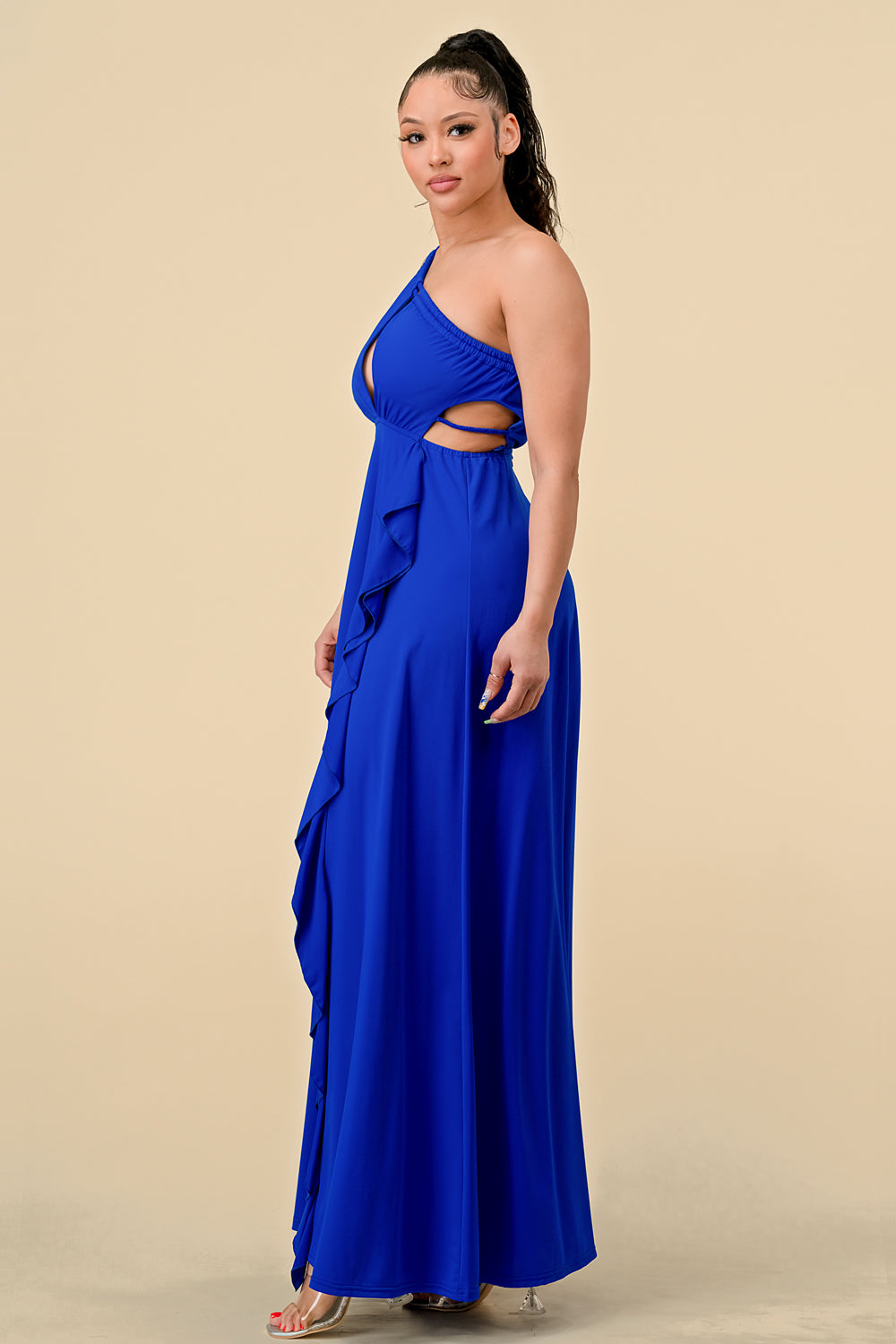 Formal Dresses Long One Shoulder Ruffled Maxi Dress Royal