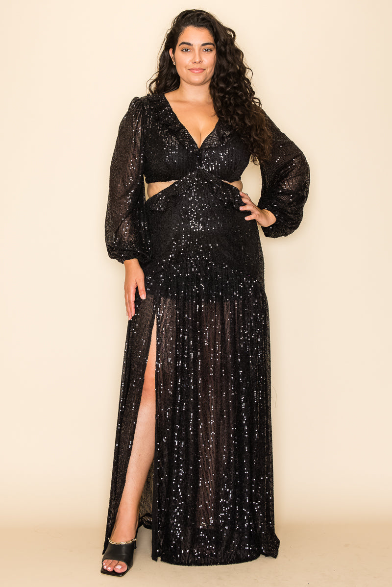 Plus Size Dresses Plus Size Long Sleeve Maxi Dress Black