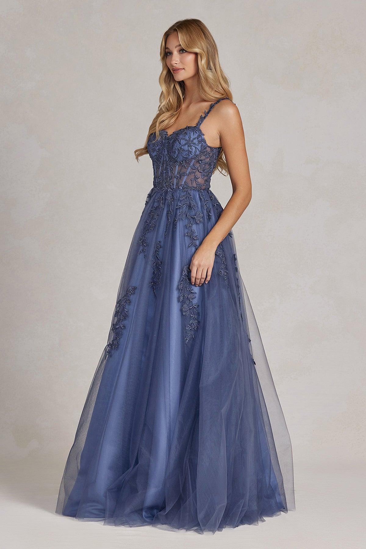 Nox Anabel T1082 Long Sexy A Line Prom Ball Gown Steel Gray