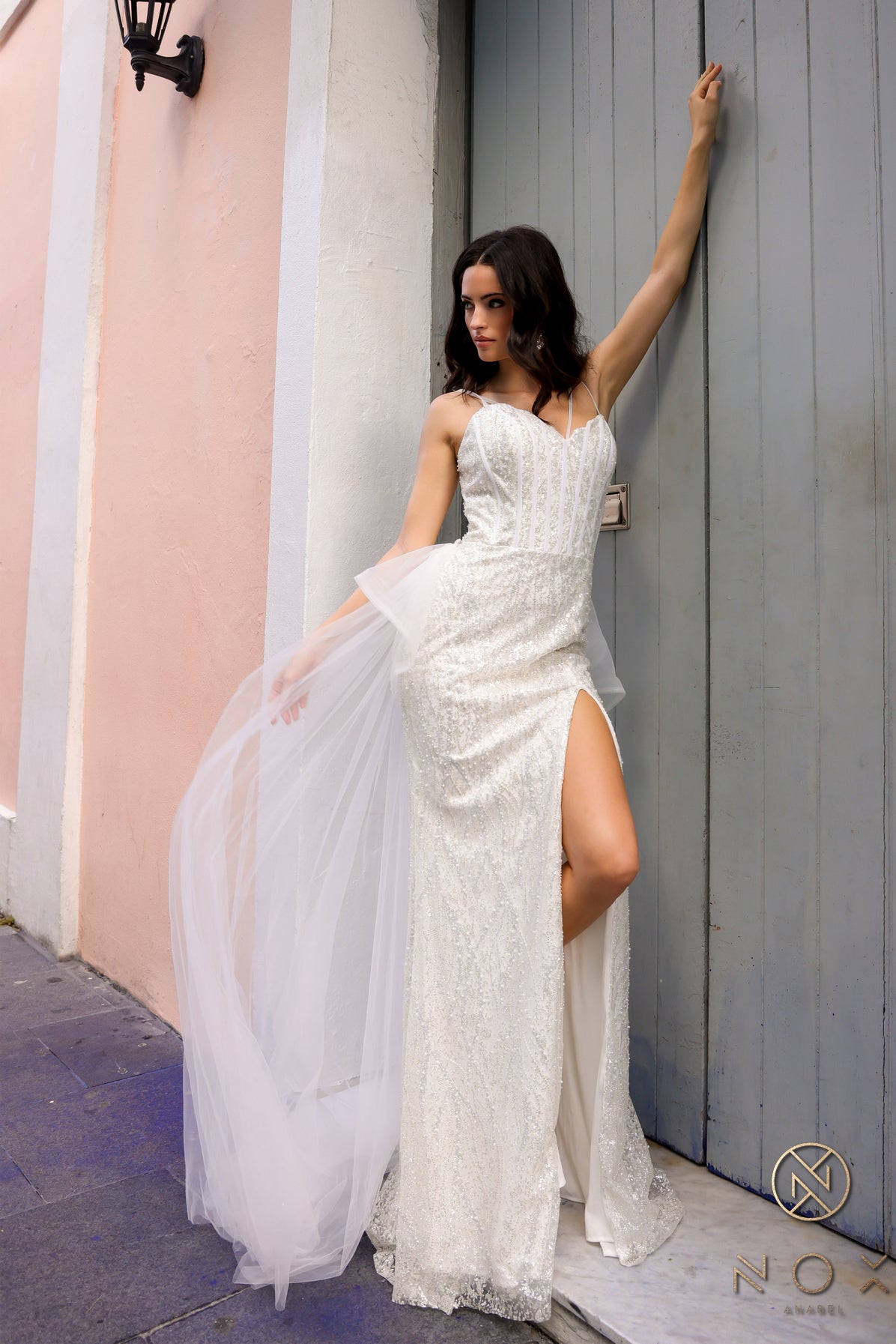Prom Dresses Long Fitted Formal Overskirt Prom Dress White