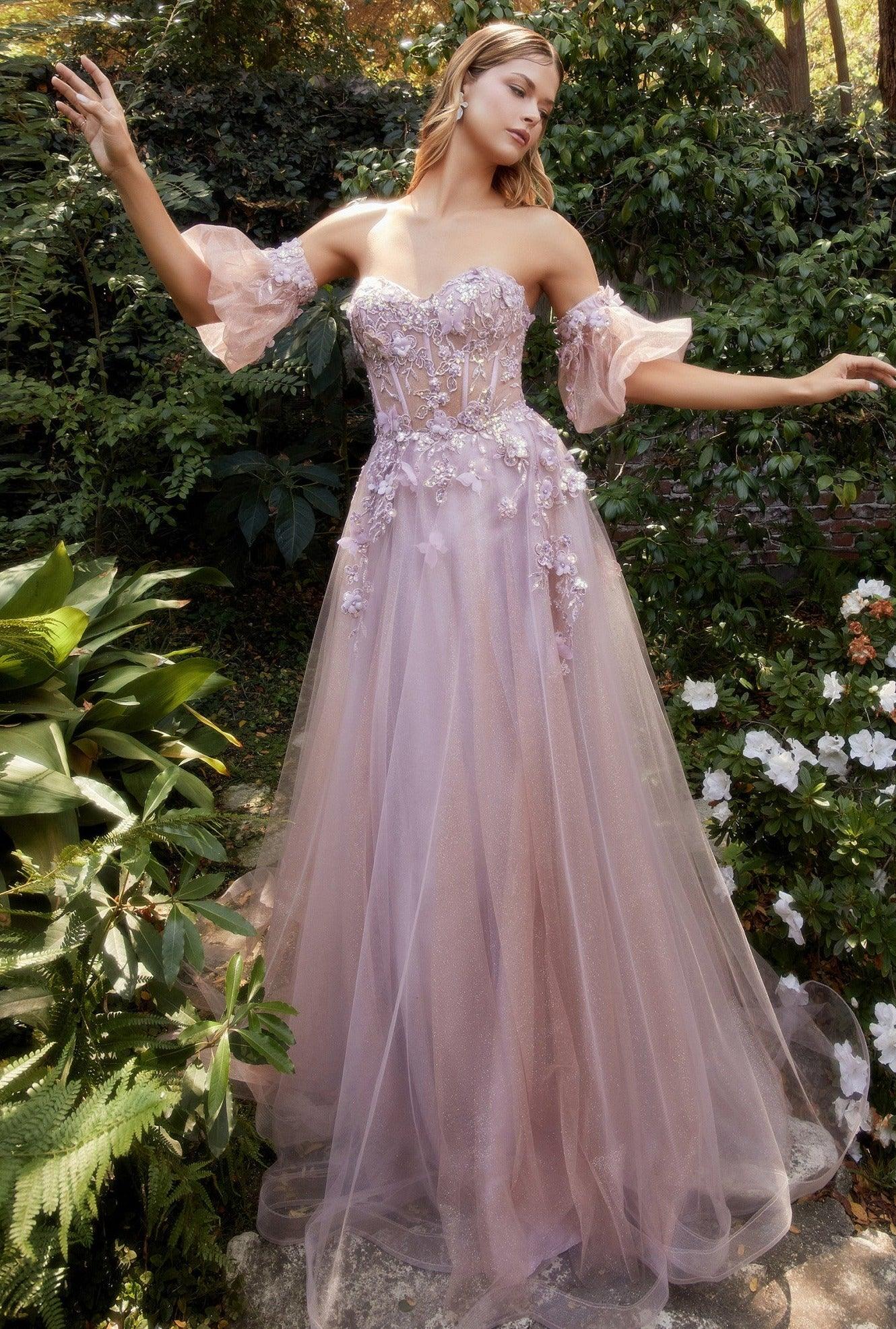 Tea Rose Andrea Leo A1108 Strapless Floral Prom Gown Prom