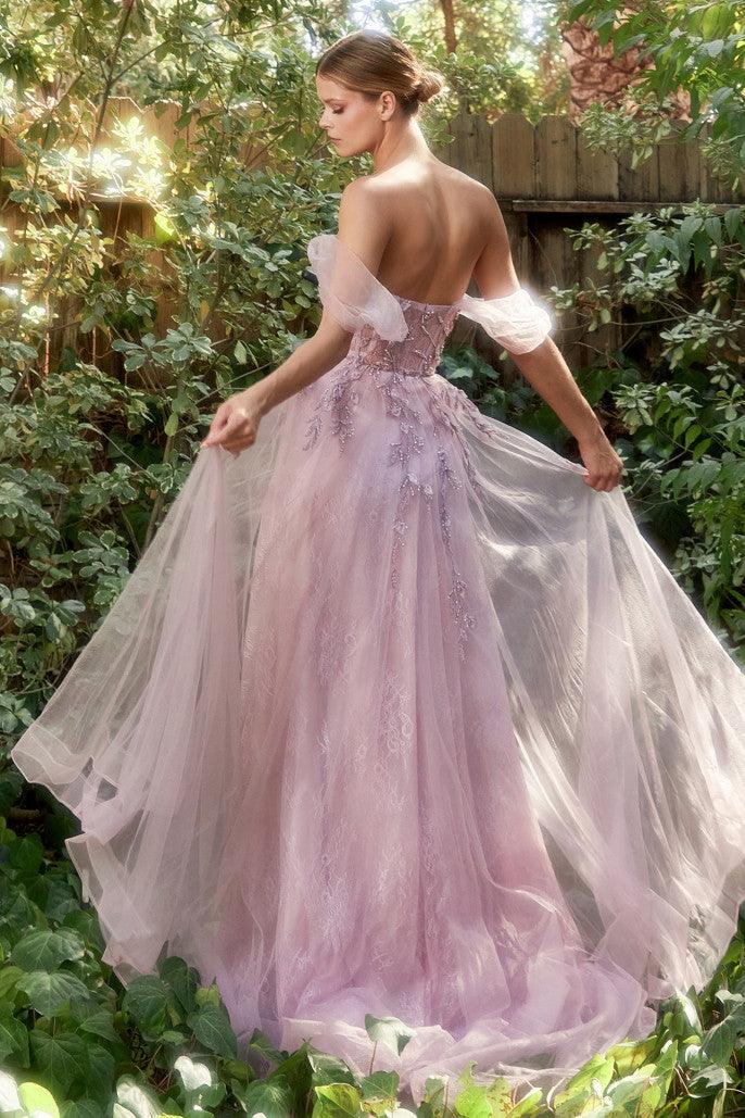 Andrea & Leo A1149 Off the Shoulder Tulle Prom Dress Dusty Lavender 2