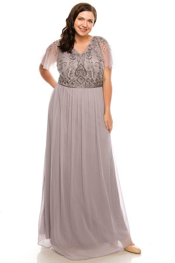 Adrianna Papell Plus Size Long Dress AP1E203734W - The Dress Outlet