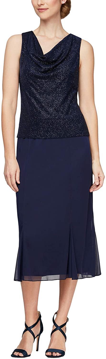 Dark Navy Alex Evenings AE81211554 Formal Mother of the Bride Dress