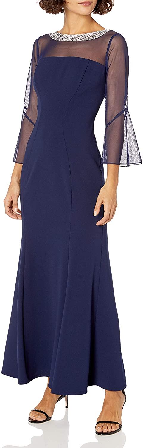 Navy Alex Evenings AE8160237 Long Formal Dress