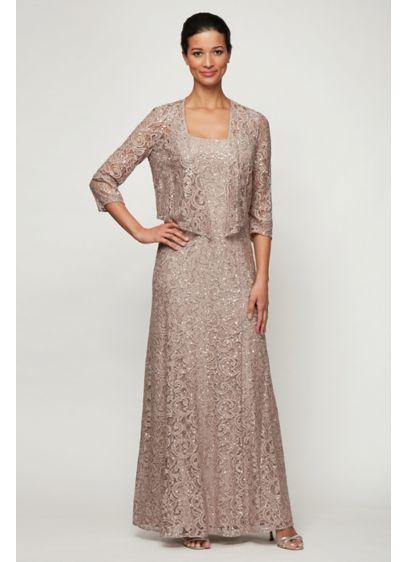 Pewter Frost Alex Evenings AE1122012 Long Mother of the Bride Dress