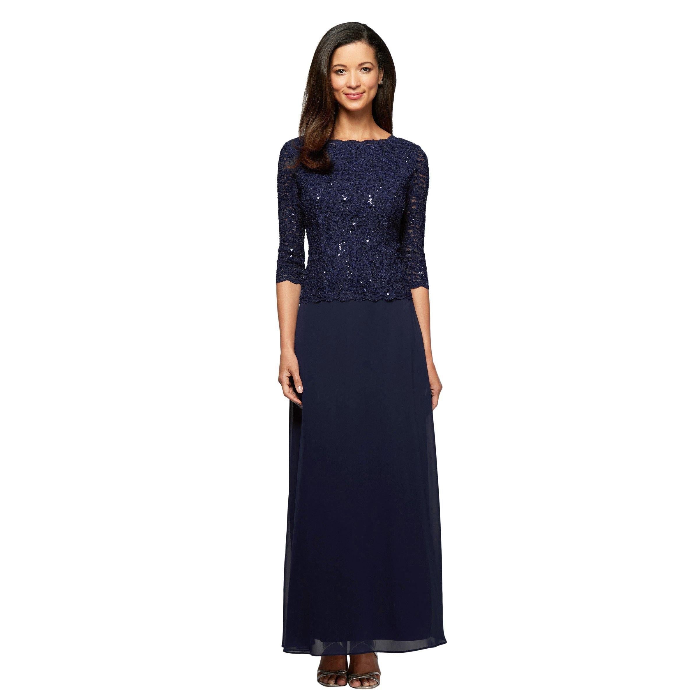 Alex Evenings Long Plus Size Chiffon Dress Sale - The Dress Outlet