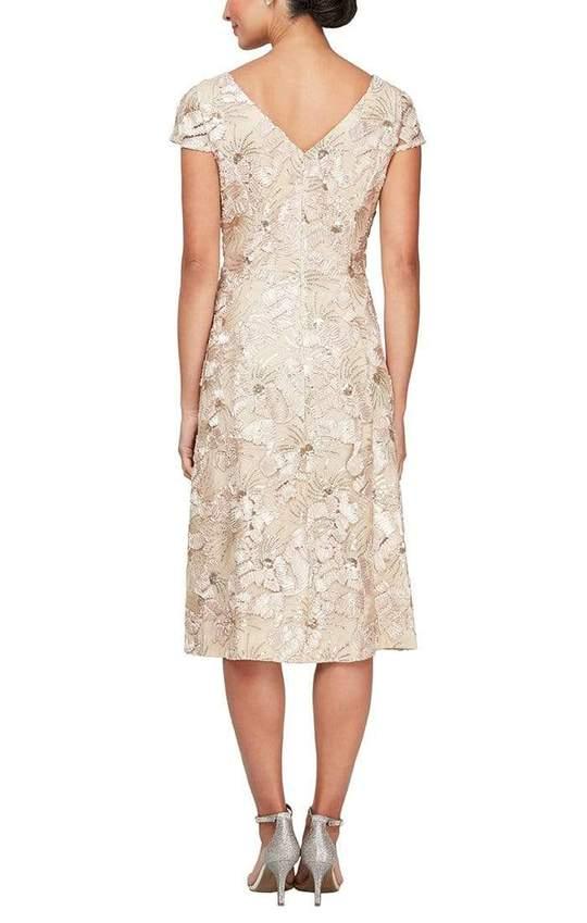 Cocktail Dresses Short Cap Sleeve Formal Dress Champagne