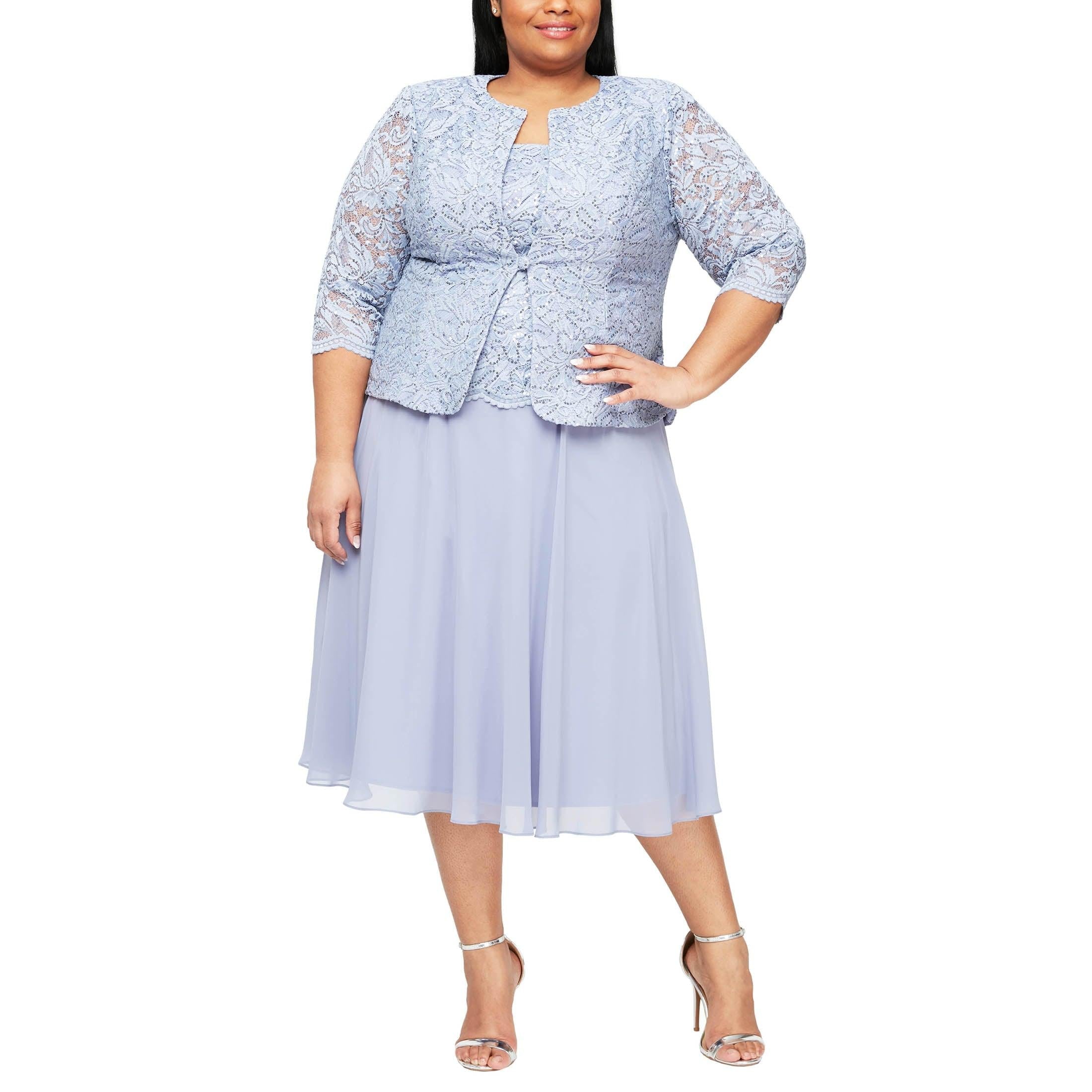 Lavender Alex Evenings AE84122445 Short Plus Size Jacket Dress