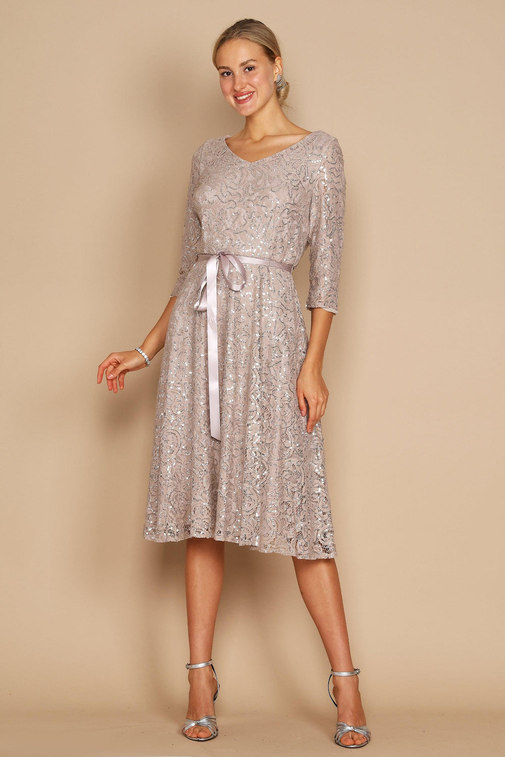 Alex Evenings Tea Length Formal Dress 81122482 - The Dress Outlet