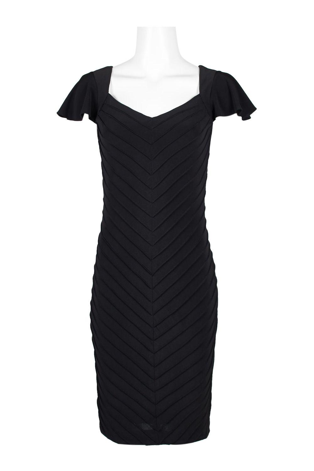 BLACK Adrianna Papell AP1D103322 Cap Sleeve Piping Deatil Bodycon Short ...