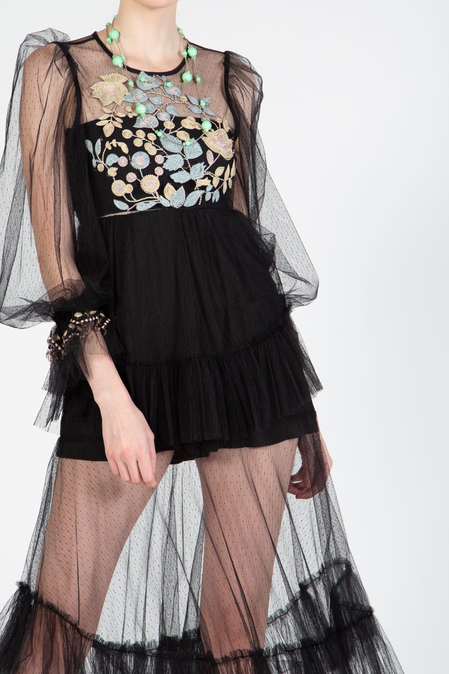 Long Sleeve Ruffle Hem Midi Dress