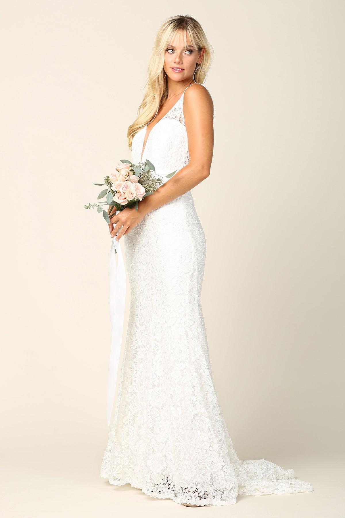 Bridal Long Sleeveless Lace Wedding Dress Sale - The Dress Outlet