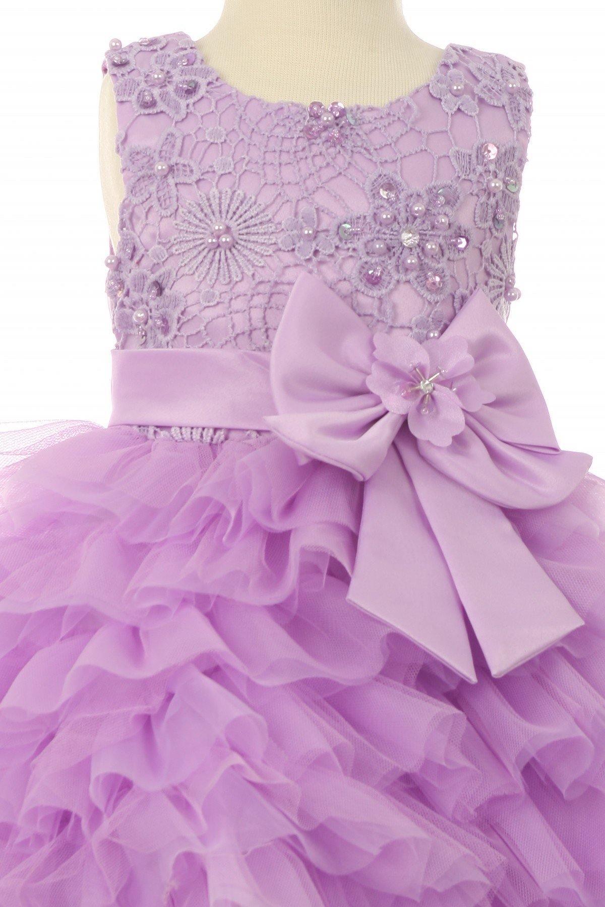 Brocade and Pleated Tulle Flower Girls Dress - The Dress Outlet Cinderella Couture