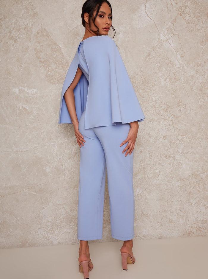 Cape Detail Formal Jumpsuit Size 8 - The Dress Outlet