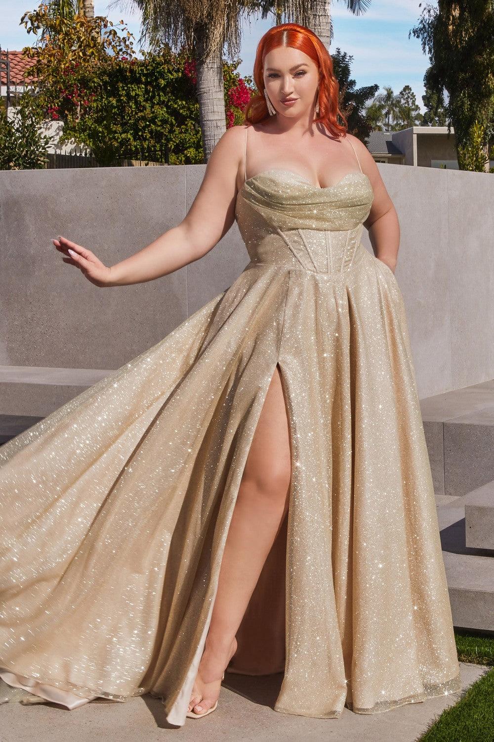 Prom Dresses Long Plus Size Evening Gown Champagne Gold