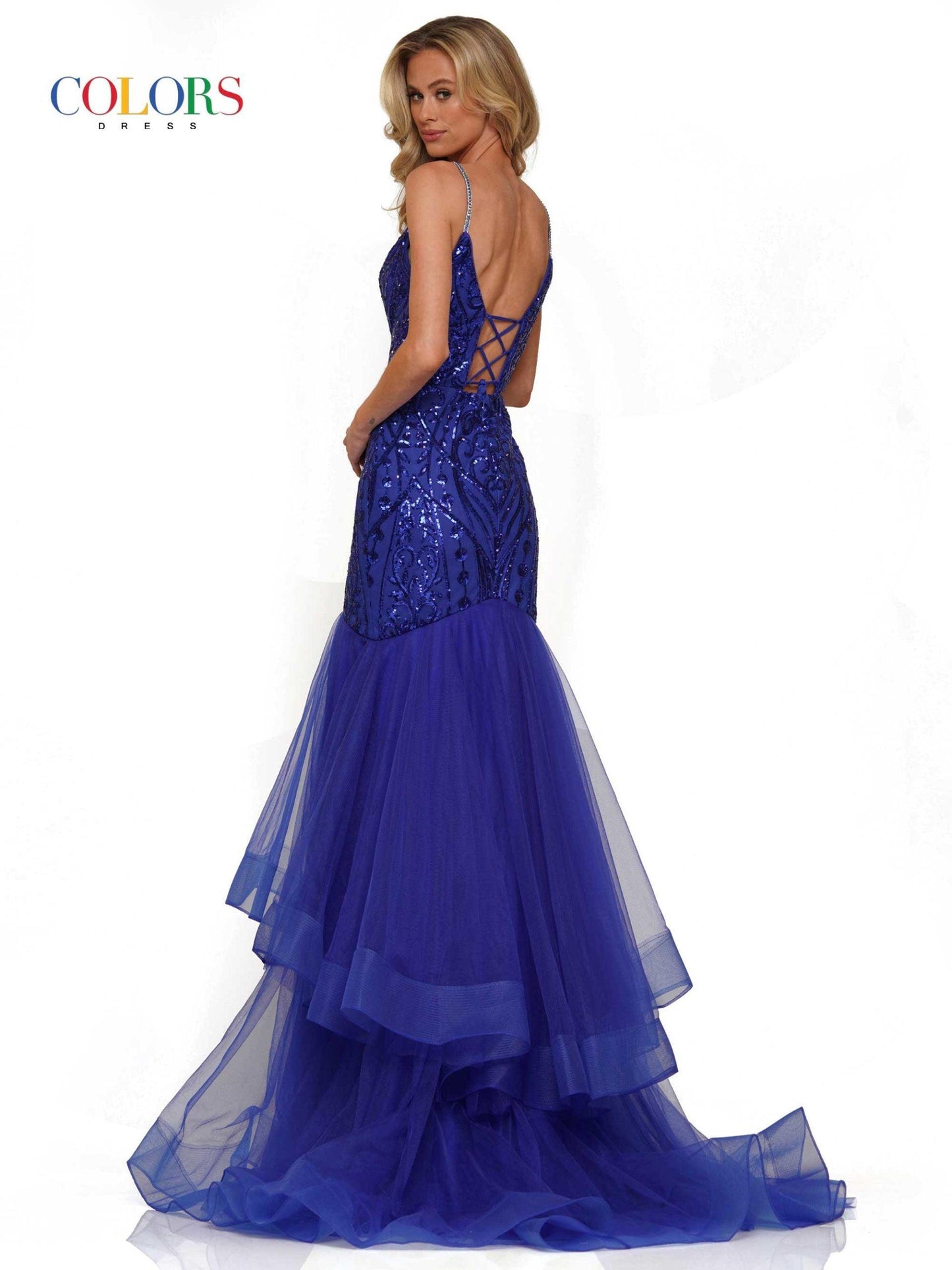 Colors Fitted Long Evening Dress 2978 - The Dress Outlet