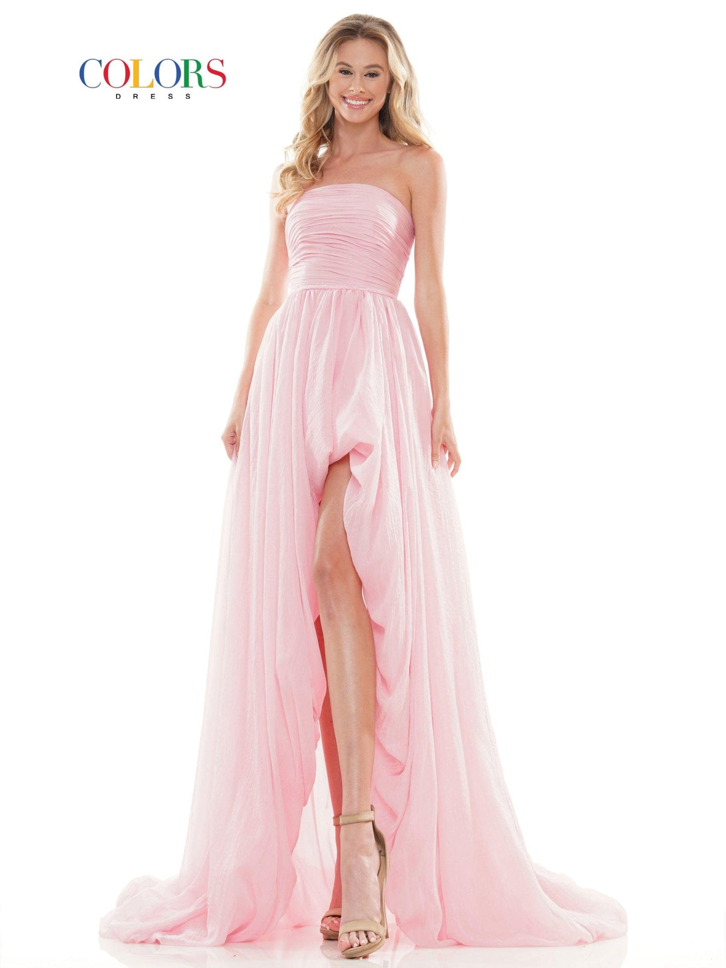 Colors High Low Strapless Chiffon Prom Dress 2748 - The Dress Outlet