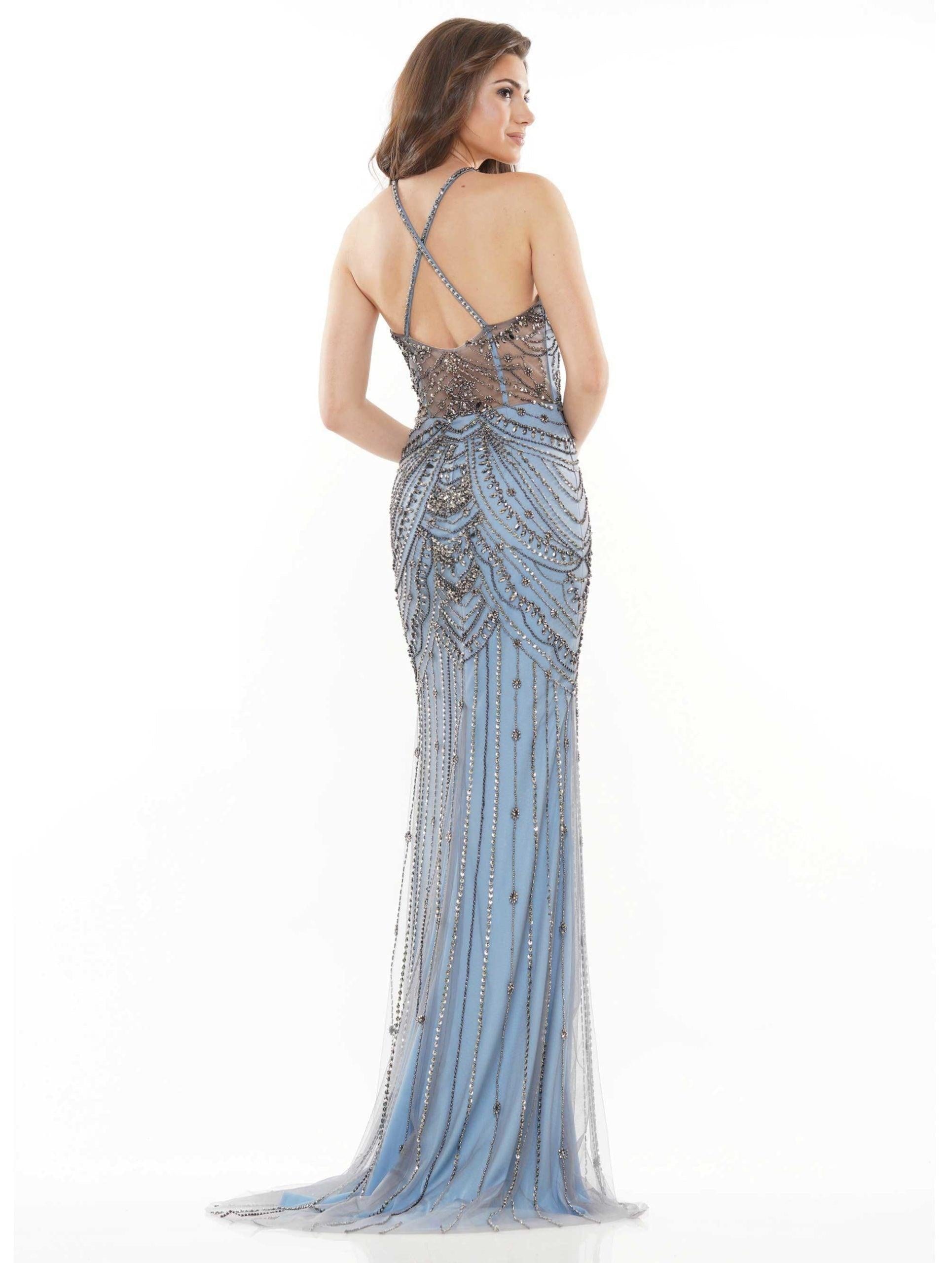 Colors Long Formal Beaded Halter Prom Dress 2722 - The Dress Outlet