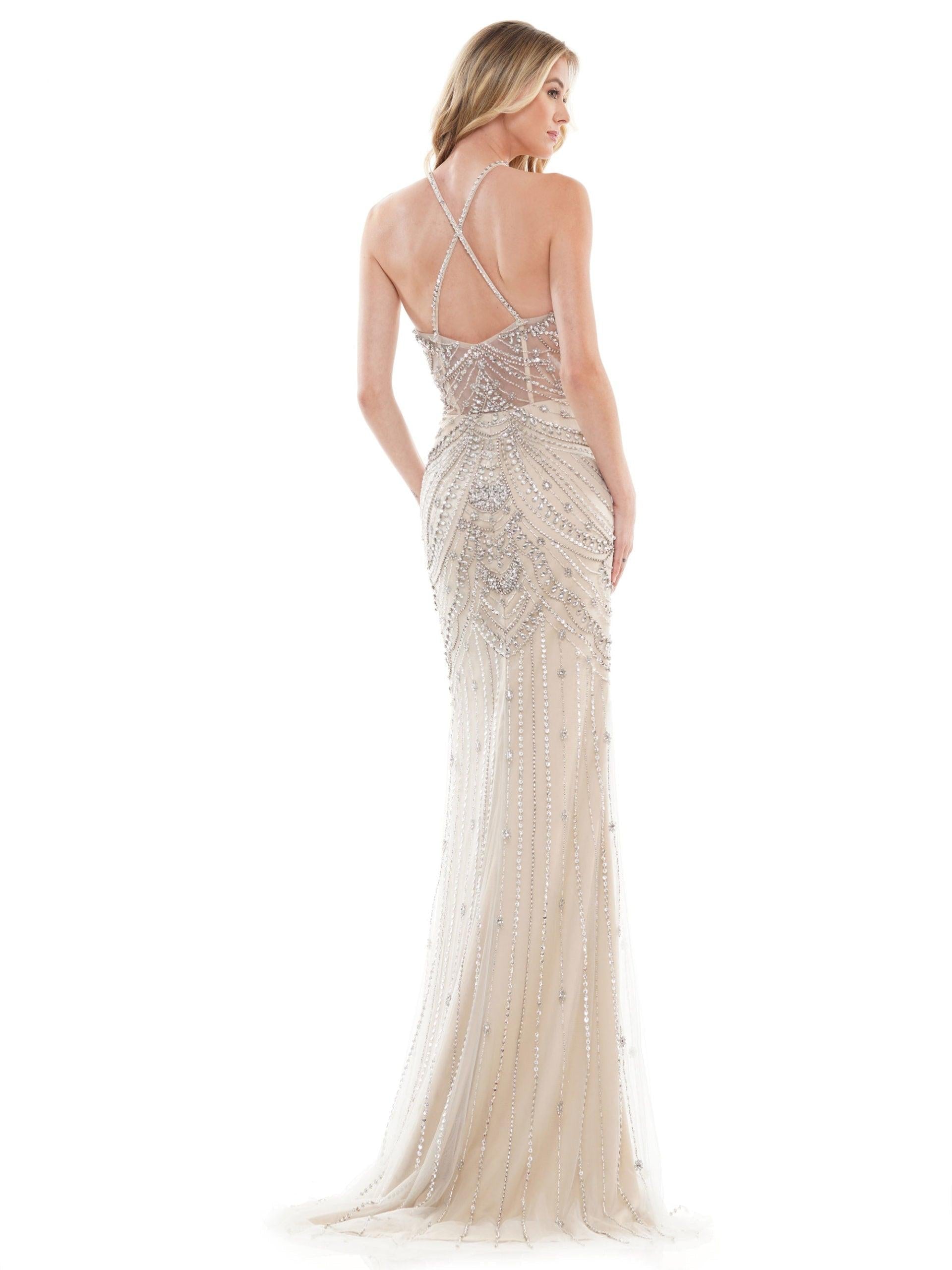 Colors Long Formal Beaded Halter Prom Dress 2722 - The Dress Outlet
