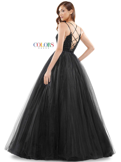 Colors Long Formal Beaded Prom Dress 2382 - The Dress Outlet