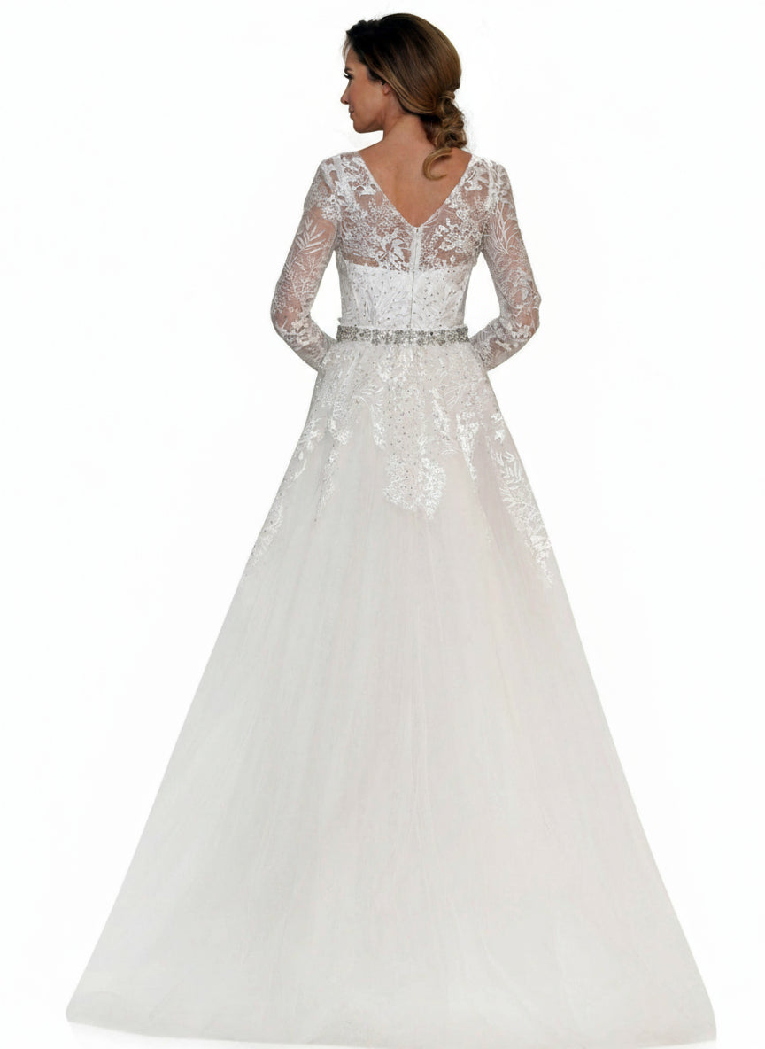 Colors Long Sleeve Formal Prom Dress 1830SL - The Dress Outlet