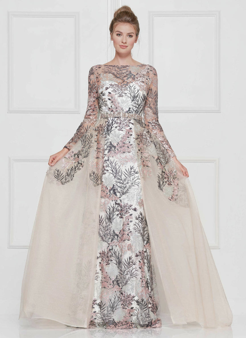 Colors Long Sleeve Formal Prom Dress 1830SL - The Dress Outlet