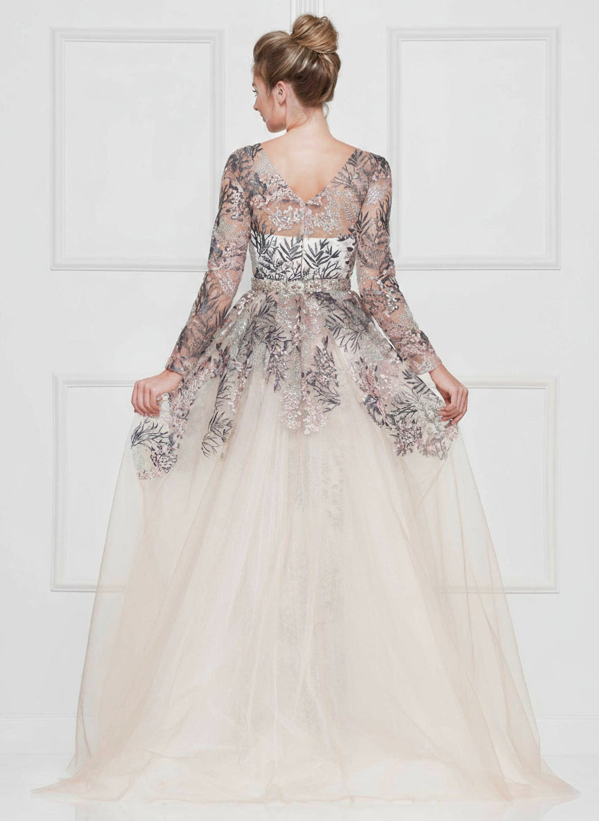 Colors Long Sleeve Formal Prom Dress 1830SL - The Dress Outlet