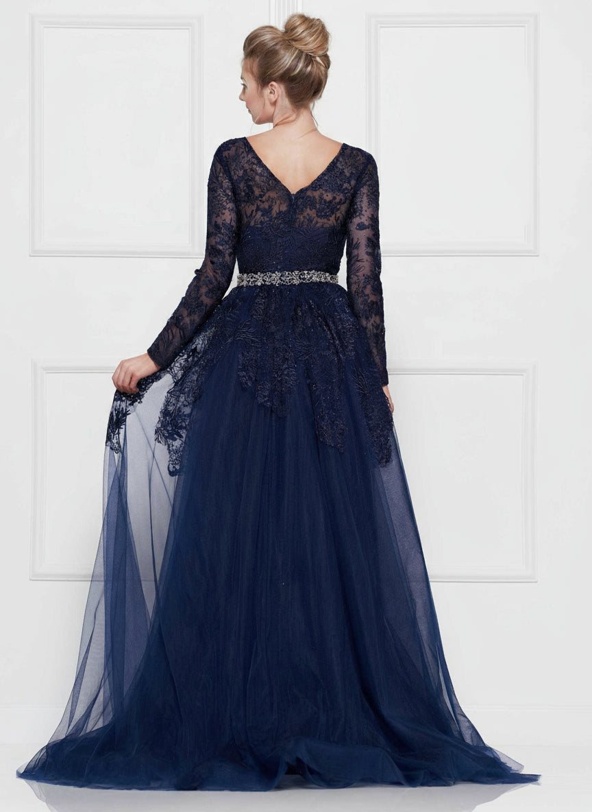 Colors Long Sleeve Formal Prom Dress 1830SL - The Dress Outlet