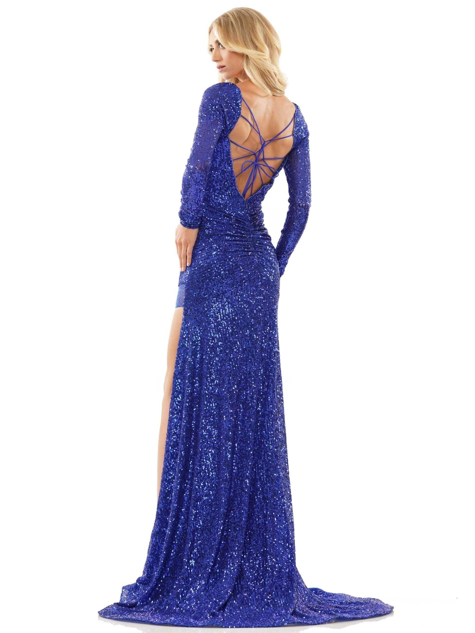 Colors Long Sleeve Sparkling Evening Dress 2849 - The Dress Outlet