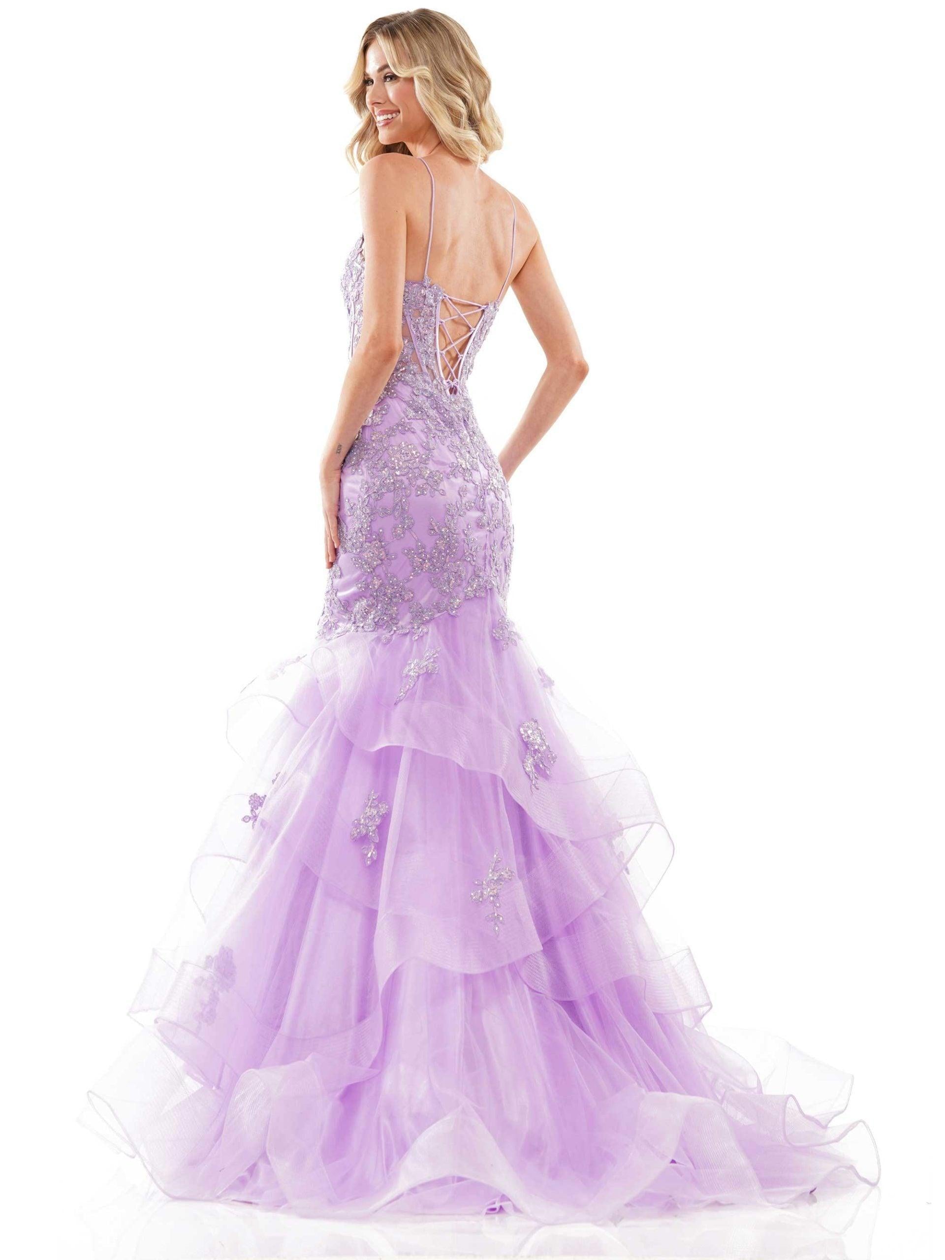 Colors Long Spaghetti Strap Evening Dress 2899 - The Dress Outlet